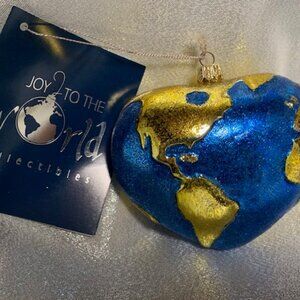 HEART OF HOPE SHARON STONE JOY TO THE WORLD HEART GLOBE ORNAMENT NWT